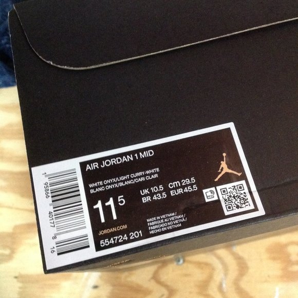 Air Jordan 1 Mid Men's White/Red/Curry Sneakers - USA Size:11.5 - New in Box - Picture 11 of 11